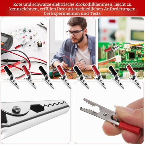 Larrel 40 Pieces Metal Alligator Clips, 5A Stainless Steel Alligator Clips, 5.3 x 3.5 cm, Electrical Test Clamps with Plastic Handles, Antistatic Accessories for Laboratory and Electrical Test Work