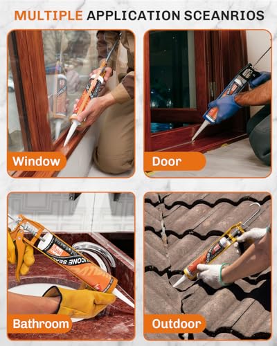 WELLUCK dark brown silicone caulk tube for waterproof sealing on walnut, mahogany, and dark wood finishes