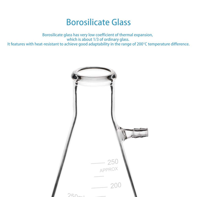 [Australia - AusPower] - StonyLab 250ml Borosilicate Glass Filtering Flask, Bolt Neck with Tubulation. 250 ml transparent 