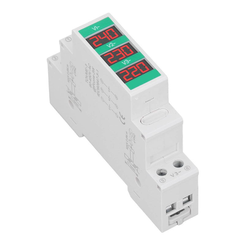 [Australia - AusPower] - 3 Phase AC Voltmeter Voltage Meter 60‑450V LCD Digital Display Voltage Meter Electric Power Meter with Din Rail Mount 