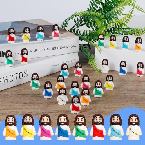 80PCS Little Jesus Figures, 10 Color Tiny Jesus Figurines in Bulk, Mini Jesus Figure to Hide and Seek Religious Gifts for Easter Egg Stuffers Fillers Gifts, Christian Gifts for Women Mom (80PCS) 80PCS