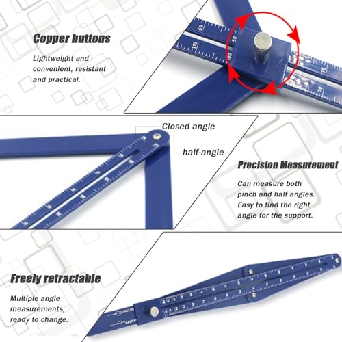 Pcmursal blue digital angle finder tool with scale for miter saws and corner measurements