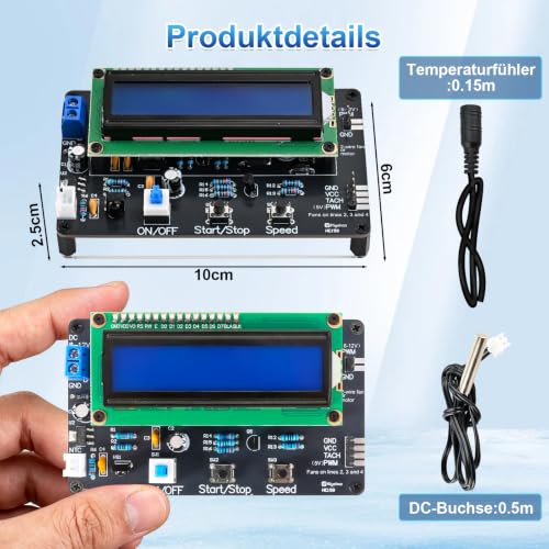 PWM DIY Fan Control 12 V Soldering Kit 2 3 4 Pin Fan with Temperature Sensor Motor Control Speed Control Beginner Electronic Learning Set for Fans, PC Case Fan Aquarium