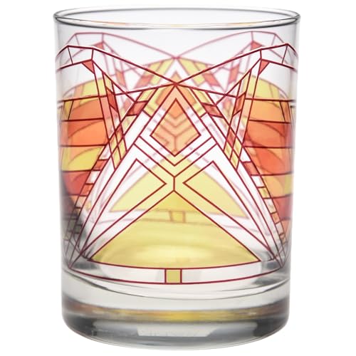 Culver Frank Lloyd Wright DOF Double Old Fashioned Glass 14-Ounce (Gift Boxed Set of 2, Dana Thomas Butterfly)