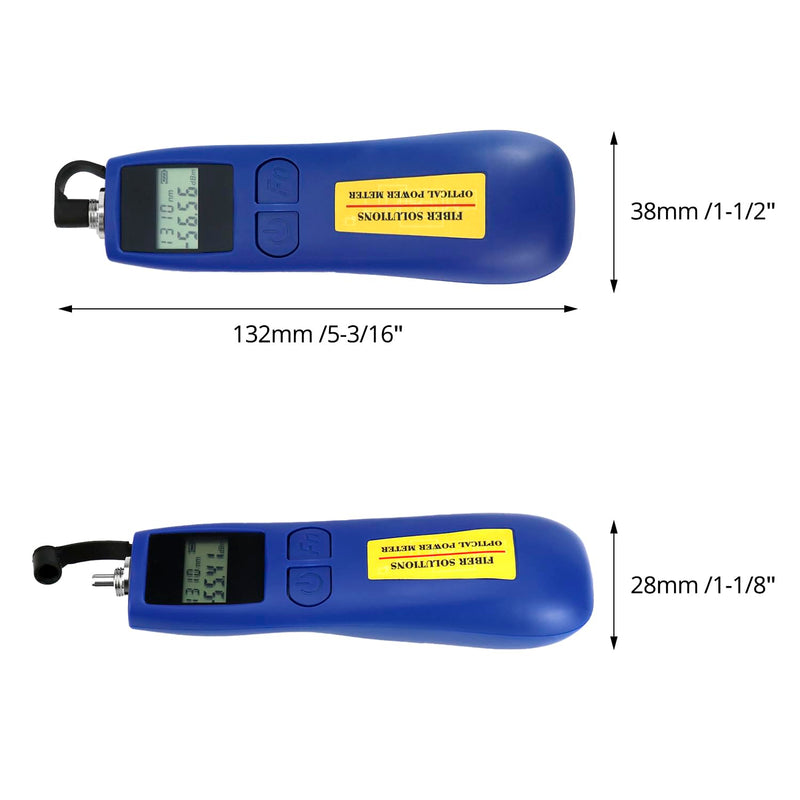 [Australia - AusPower] - QWORK 2 Pack Optical Power Meter, -70~+10 dBm, with Universal 2.5mm Interface, Fiber Light Meter for Testing 6 Calibration wavelengths,Blue 