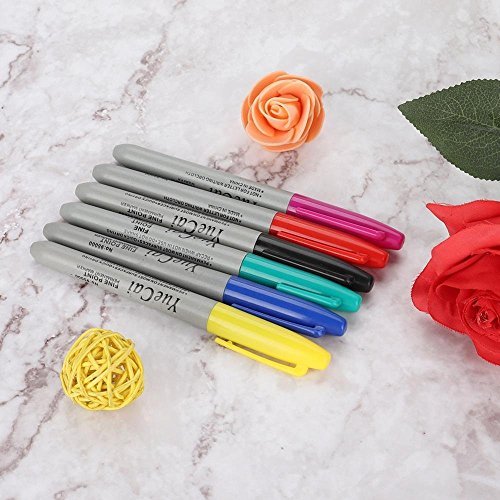 TOPINCN Tattoo Felt Tip Pen, Tattoo Marking Scribe Pen, Surgical Skin Marker Pen, Scribe Tool for Make-Up, Personal Accessories, Reusable Packaging, 6 Pieces/Set