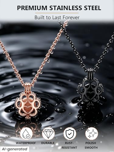 Pet Cremation Jewelry For Ashes Stainless Steel Pet Paw Memorial Locket Urn Necklace For Dog Cat Mini Case Inside Memorial Keepsake Cremation Jewelry Women Men Silver