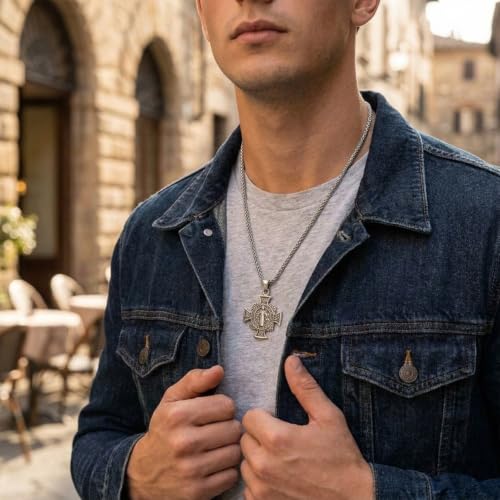 Cross Pendant with Saint Benedict Necklace