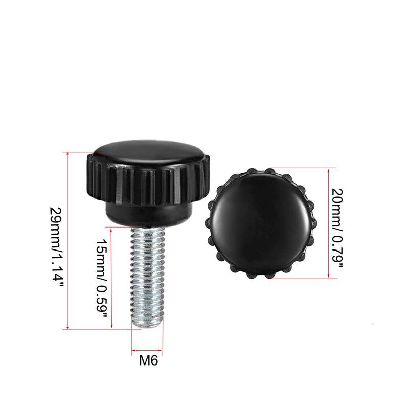 [Australia - AusPower] - uxcell M6 x 15mm Metric Male Thread Knurled Clamping Knobs Grip Thumb Screw on Type Plastic Threaded Hand Bolt Knobs Black 6 Pcs M6 x 15 