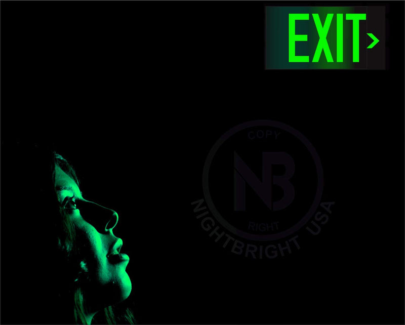 Photoluminescent Exit Sign Green - Aluminum Code Approved UL 924 / IBC/NFPA 101 | NightBright USA Part Number ULG-050