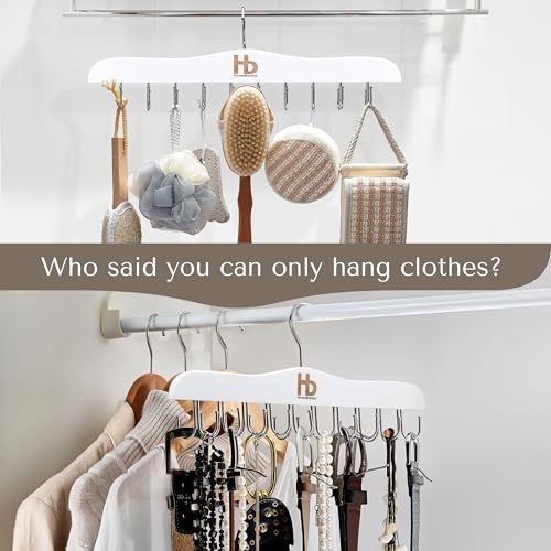 Large Bra Hanger and Bra Organizer for Closet – Tank Top Hanger Space Saving for House, Dorm, Apartment - Foldable Wooden for Closet Organizer– with 20 Hooks, Lotus Wood, White, 2 Pack White - 2 Qty
