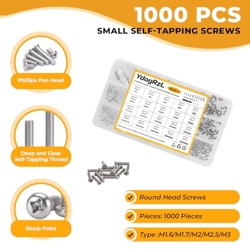 YdogRzL M1-M3 tiny screw assortment kit with 1000 small screws for electronics repair