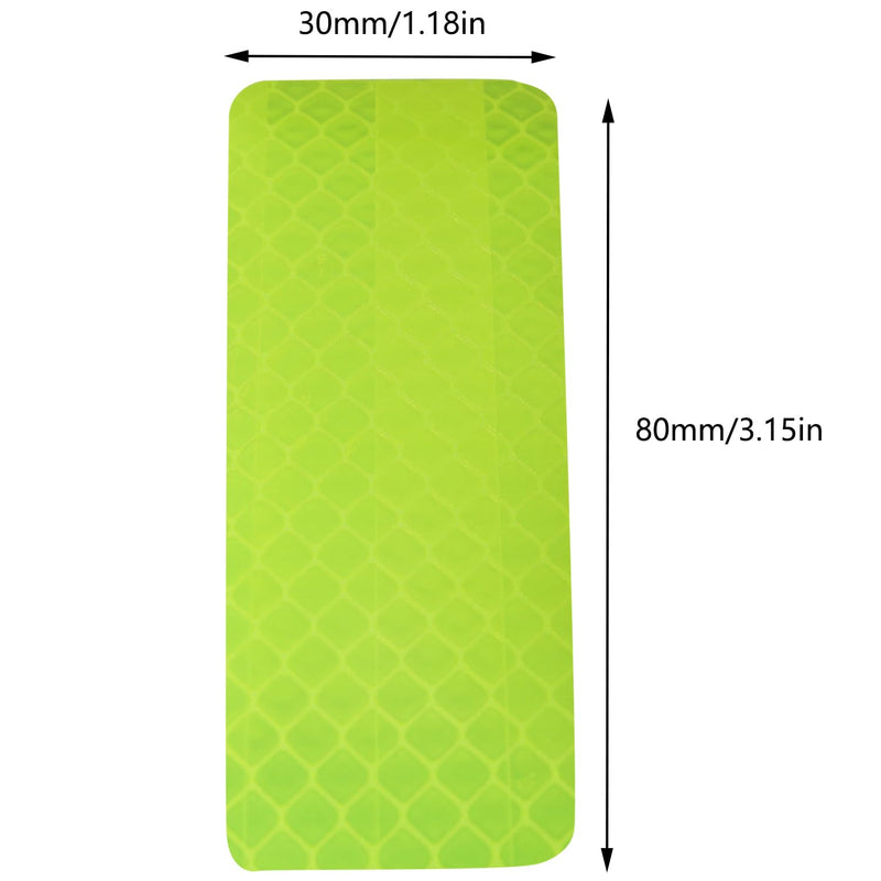 20PCS 30x80mm Green Car/Electric Vehicle/Motorcycle Helmet Waterproof Adhesive PET Reflective Stickers for Wheelchair and Roller Skates