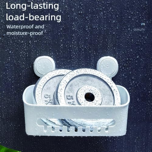 No Drill Shower Caddy, Silicone Waterproof Suction Cup Organizer Off-white