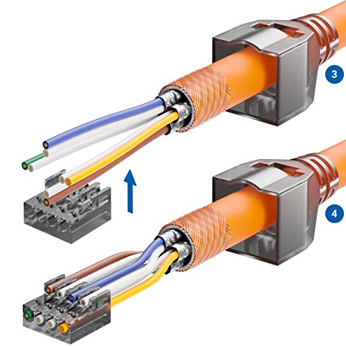 deleyCON CAT 6a Network Connector RJ45 LSA, Shielded, 10 Gbps, Pack of 24 | With LSA connection for rigid installation cable, LAN cable, network cable, CAT6a plug and metal housing 24 pieces