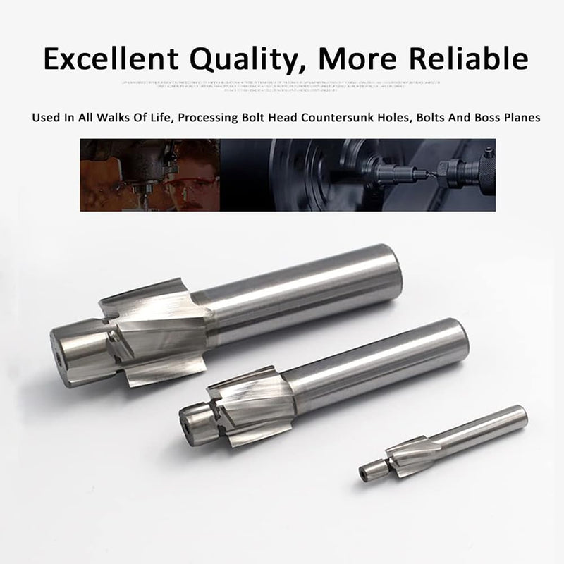 [Australia - AusPower] - Akozon 5pcs M3-M8 Slotting Counterbore End Mill Cutter Solid Slot Countersink End Mill Drill Bit 