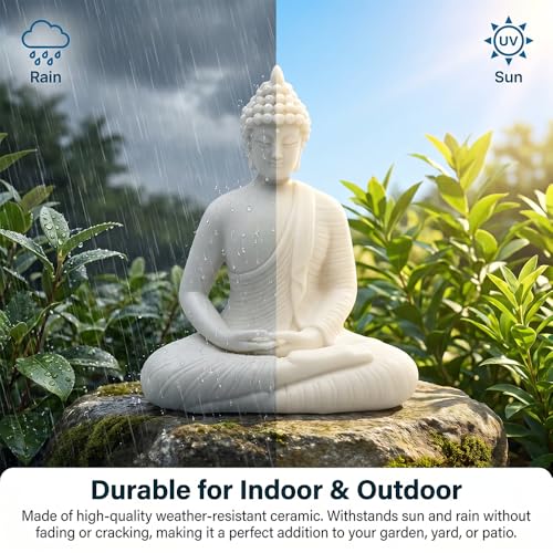 4.3" Shakyamuni Buddha Figurine White Ceramic Zen Decor 4.3INCH