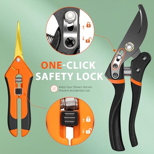 DECERK® Bypass Pruning Shears & Garden Snips for Cutting Stems & Branches