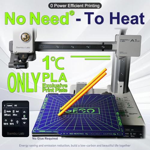 2025 Upgraded Supertack 3D Cool Bed GECO Plate PLA Plate (No Heating) Compatible with Bambu-Lab A1mini Build Plate 3D Printer 184 x 184 mm Magnetic Spring Steel 0°C HeatingBed