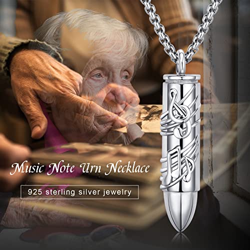 Sunflower Urn Necklace for Ashes Cremation Jewelry 925 Sterling Silver Bee Musical Note Dog Pendant Memorial Keepsake Necklace for Men Women