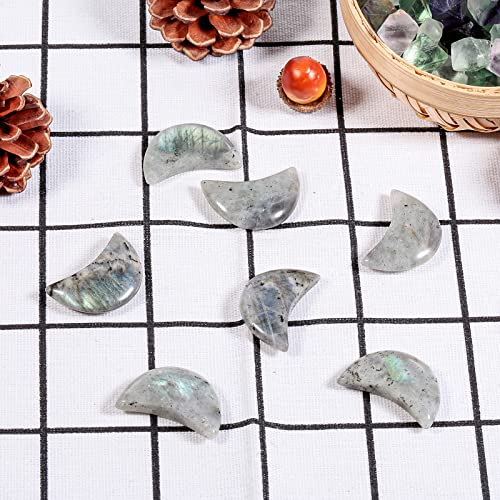 mookaitedecor 5Pcs Moon Shaped Crystal Pocket Palm Stone #1-Grey #1-Labradorite