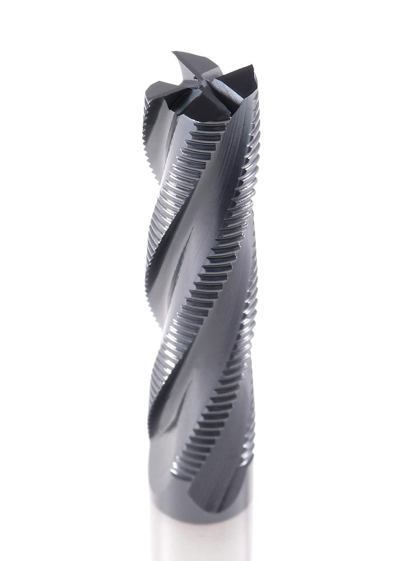 Accusize Industrial Tools 1/2'' Fine Tooth M42 8% Cobalt Tialn Roughing End Mill, 1/2'' Shk Dia, 2'' Flute Length, 4'' Oal, 4 Flute, 1104-0120 | Fine Tooth, M42 8% Cobalt, TiAlN Coated, 4" OAL, Single End, Center Cutting