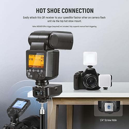 NEEWER QR 2.4G Wireless Flash Receiver for NEEWER QPRO-C, QPRO-N, QPRO-S Triggers, Single Contact with 2.5mm Sync Port, Hot Shoes, 1/4" Thread, Compatible with Godox Yongnuo NEEWER Vision4 S101 NW700