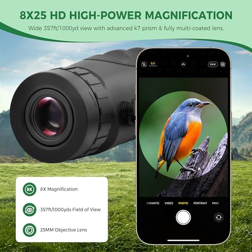 Astromania Monocular Telescope Waterproof Compact Monocular for Adults 8x25