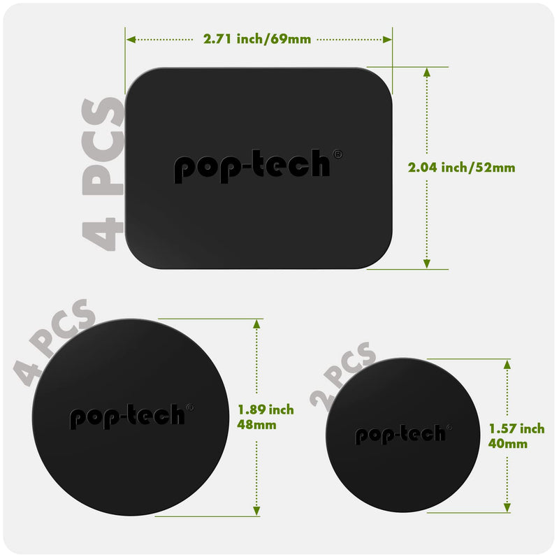 [Australia - AusPower] - Metal Plate for Phone Magnet, 10 Pack Replacement Magnet Disc Magic Mount Plate with Adhesive Backing for Magnetic Car Holder Cradle Stand (Dashboard/Vent/CD Slot/Windshield)- Rectangle & Round Black 