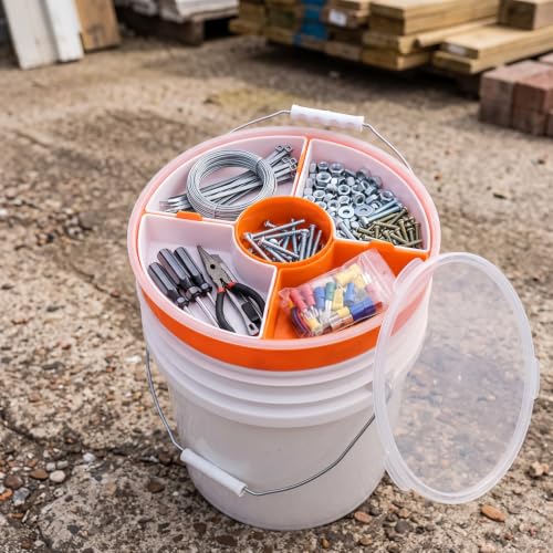 OBreezify orange full-round bucket tray tool organizer for 5-gallon buckets, 2-pack