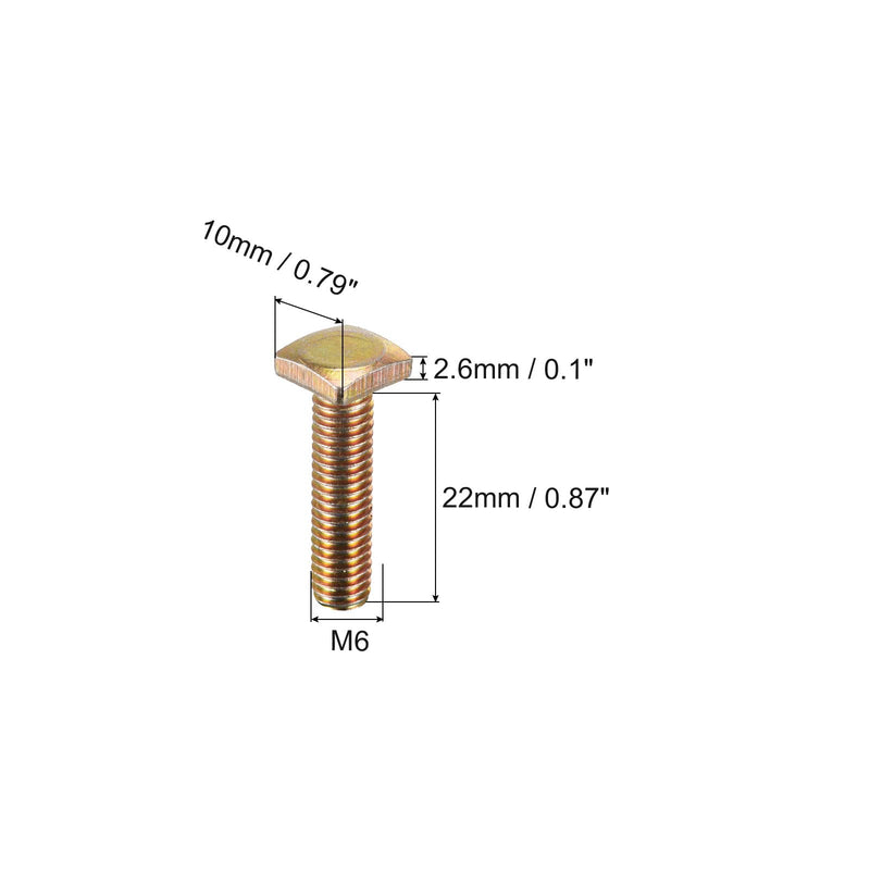 [Australia - AusPower] - uxcell Square Head Bolt, 20pcs M6x25mm Fully Thread Carbon Steel Grade 4.8 Square Machine Screws, Gold Tone 25mm 20 