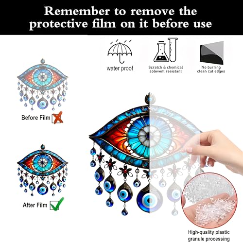 Acrylic Evil Eye Hanging Decor - Stained-Glass Style Amulet Pendant for Home/Patio | Ideal Gift for Protection Lovers/YX-25