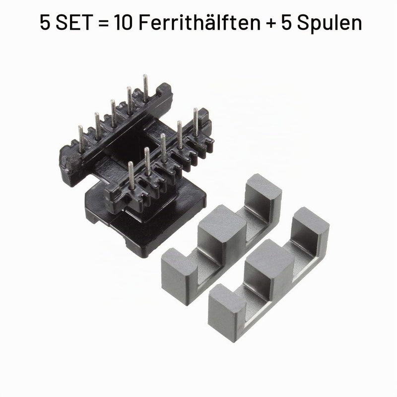 sourcing map Transformer Coils Ferrite Core Vertical Ferrite Halves and Coil Set 5 Sets EE25