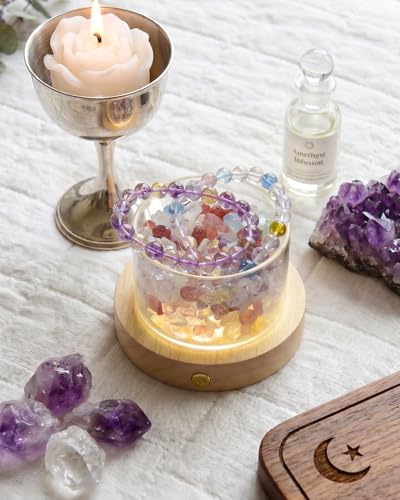 Zuria Chakra Crystals Gift for Women, Healing Crystals Light with 7 Crystal and Healing Stones, Spiritual Reiki Gifts for Birthday Meditation Décor Crystals for Chakra Balance