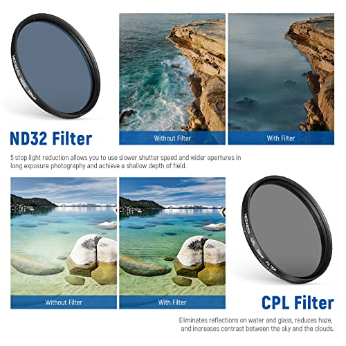 NEEWER 58mm Lens Filter Kit with Clip ND+CPL + Effect Filter Set