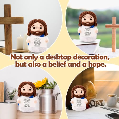 Mini Jesus Plush Christian Gifts for Women Faith Emotional Support Nuggets Jesus Crochet Stuffed Bible Verse Decoration Religious Gifts for Women Men Kids Christian Presents for Birthday Christmas 04 Blue