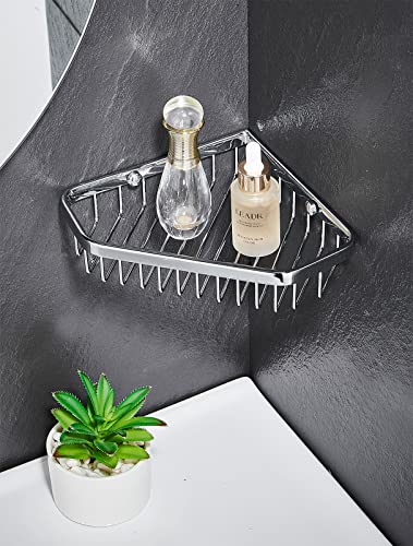 Corner Shower Caddy Basket,Shampoo Holder for Shower Wall,Inside Shower Shelf Bathroom Organizer,Solid Brass Material in Polished Chrome B5118 Chrome
