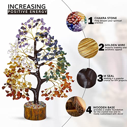 NARIBABU Seven Chakra Tree - Crystal Money Tree - Crystals and Gemstones Healing - Chakra Crystal Tree - Meditation Accessories - Home Decor - Spiritual Gifts for Women