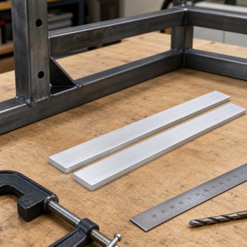 KSVZS 6061 aluminum flat bar, 2-pack, 1/4 x 2 x 16-inch solid mill stock plates