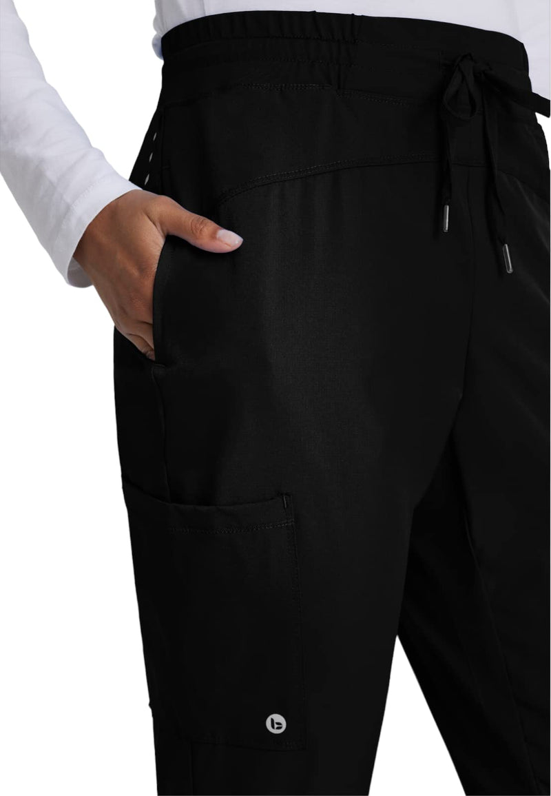 [Australia - AusPower] - BARCO One Boost Scrub Jogger for Women - Yoga Style Medical Jogger, Mid-Rise, 4-Way Stretch Women's Scrub Pant Large Black 