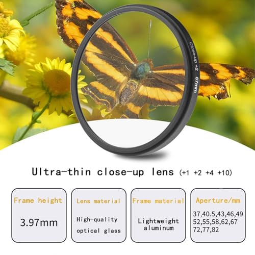 62mm Close-Up Lens Filters Kit 4 Pieces (+1 +2 +4 +10) Macro Filter Set, Lens Cap & Cleaning Cloth - Compatible with Canon, Nikon, Sony, Pentax, Olympus, Fuji & More Camera Lenses (62mm) 62mm