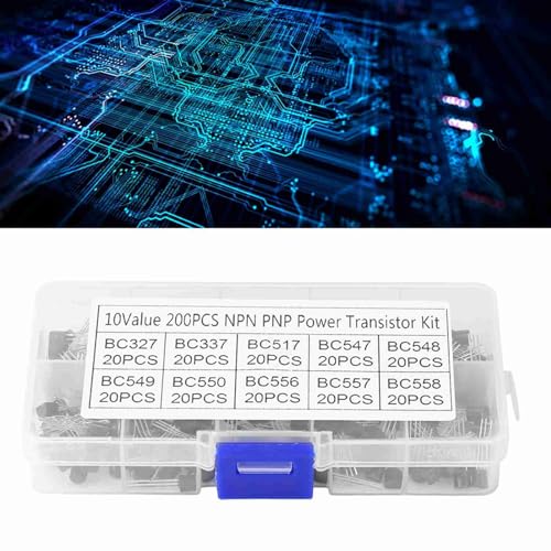 Watris Veiyi 200pcs 10 Value Transistor Set, NPN PNP TO-92 BC327-BC558 Transistors, Transistor Assortment, Transistors Box Pack