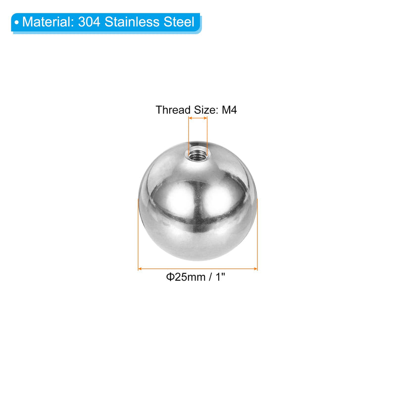 [Australia - AusPower] - PATIKIL M4x25mm Ball Nuts Knob, 8 Pcs Female Thread 304 Stainless Steel Round Blind Hole Screw Cap Cover for Lighting Machinery DIY Decoration, Silver 