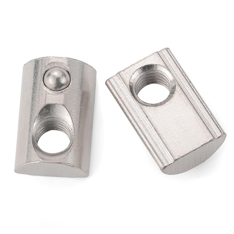 [Australia - AusPower] - 10Pcs Silver 1/4-20 Steel Roll in T-nut with Ball Spring, Suitable for 1010 Series or 1.0 Inch Base Aluminum Extrusion Profile Rail?Fasteners 