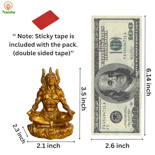 NAISHA Golden Mahayogi Shiva Idol, 3.5 Inch Resin Statue for Pooja Decor