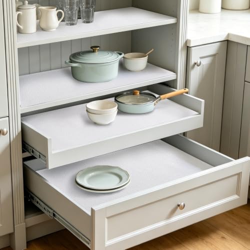 Shelf Liner for Kitchen Cabinets and Drawers, 24" x 120" White 24"W x 120"L