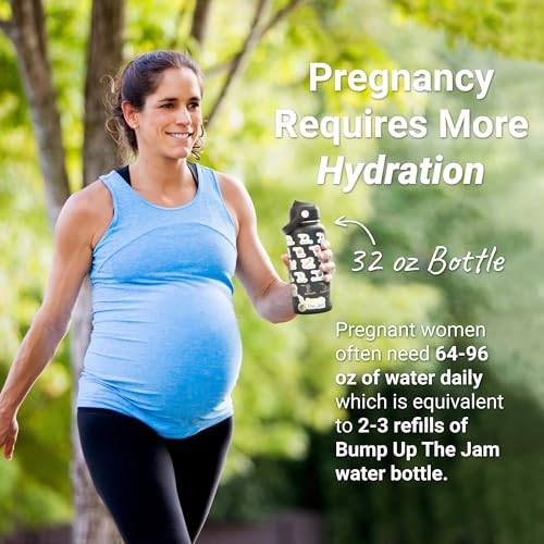 Pregnancy Water Bottle Tracker - 32 Ounce Stainless Steel - Includes Weekly Pregnancy Tracker Stickers (Midnight Black Color) Midnight Black