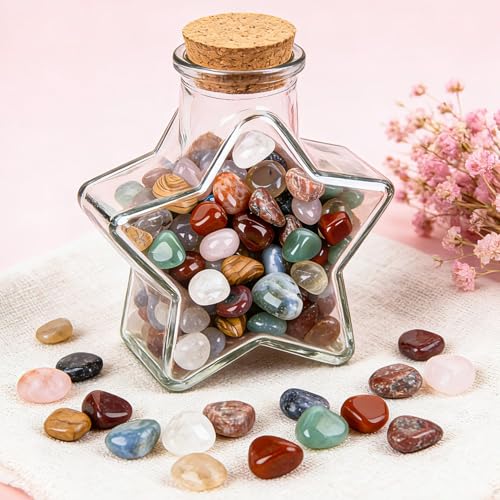 RAINFLOW 60Pcs Natural Crystal Stones - 0.5'' Polished Tumbled Gemstones