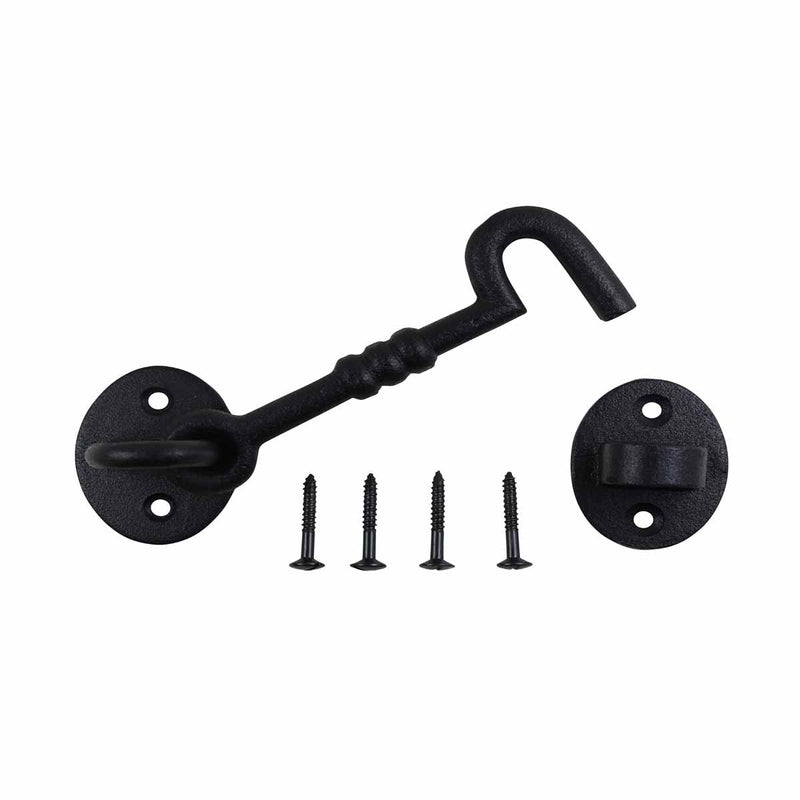Renovators Supply Manufacturing Door Latch Lock 5 in. Wrought Iron Hook and Eye Latch for Door in Oil Rubbed Bronze Finish with Mounting Hardware Pack of 3