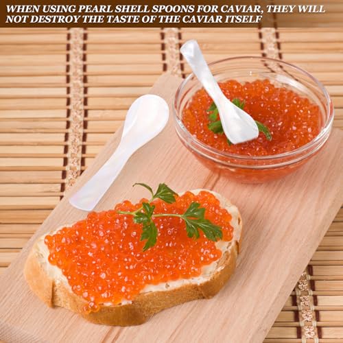 24Pcs Mother of Pearl Caviar Spoons Set, 12 Large 3.54in + 12 Small 2.83in 2.83 & 3.54 Inches 24